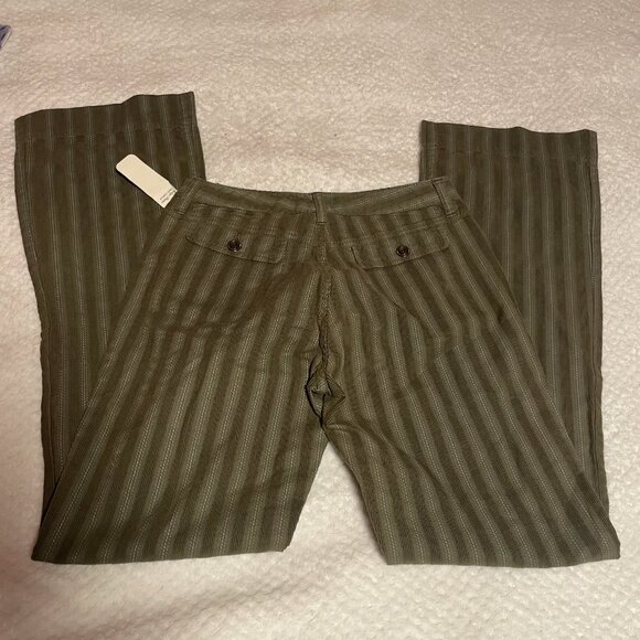 BNWT Y2k Indigo office siren low rise corduroy green pinstripe flare pants - Picture 3 of 5